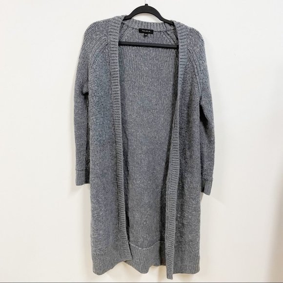 Aritzia Talula Open Front Cardigan Long Length Wool Blend Grey - Picture 2 of 8